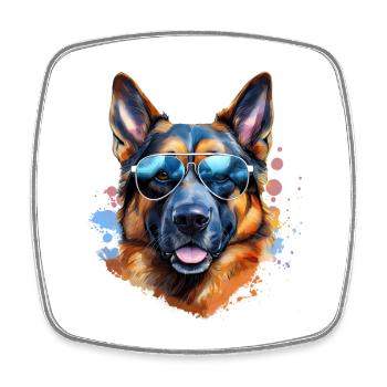 German Shepherd with sunglasses - Square fridge magnet - white - Front