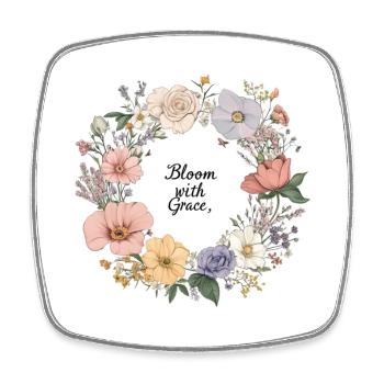 Couronne florale Bloom with Grace - Magnet carré - blanc - Devant