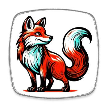 Renard - Magnet carré - blanc - Devant