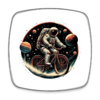 Fahrrad Astronaut Orbid Fahrradfahren Geschenk - Viereckiger Kühlschrankmagnet - Weiß - Vorne