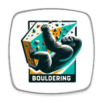 Cadeau de gorille d’escalade de bloc - Magnet carré - blanc - Devant