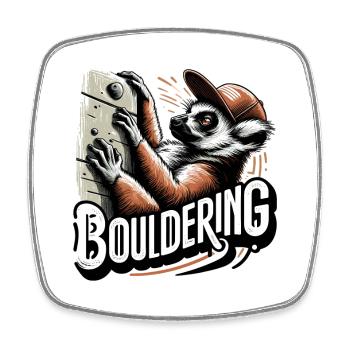 Bloc Lémurien Cadeau d’escalade - Magnet carré - blanc - Devant