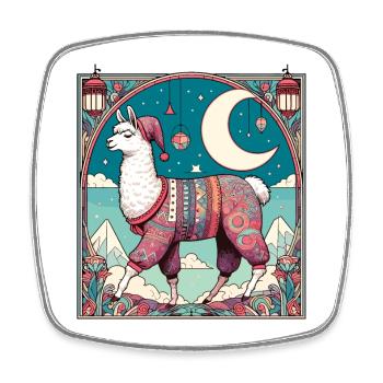 Llama Pajama Gift - Square fridge magnet - white - Front