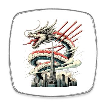 Sushi Drache Tokio Geschenk - Viereckiger Kühlschrankmagnet - Weiß - Vorne