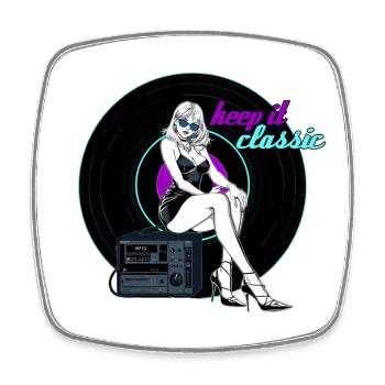 Vinyl Schallplatte Musik Frau Geschenk - Viereckiger Kühlschrankmagnet - Weiß - Vorne