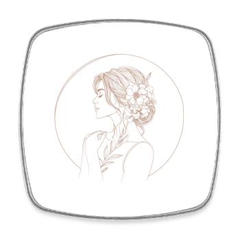 Goldener Blumenkreis Feminine Silhouette - Viereckiger Kühlschrankmagnet - Weiß - Vorne