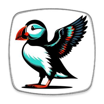 Puffin - Square fridge magnet - white - Front