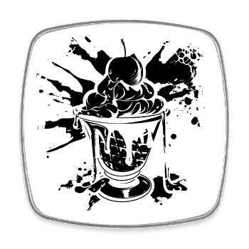 Eiscreme Becher - Viereckiger Kühlschrankmagnet - Weiß - Vorne