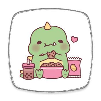 Cute Dinosaur Snacking On Cookies - Square fridge magnet - white - Front