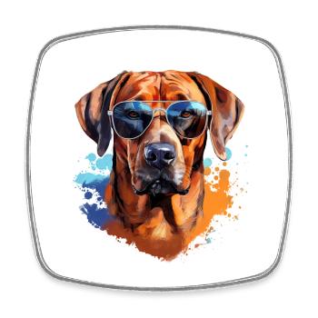 Rhodesian Ridgeback mit Sonnenbrille - Viereckiger Kühlschrankmagnet - Weiß - Vorne