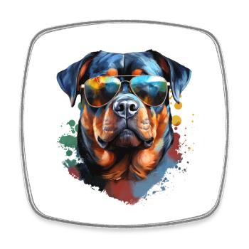 Rottweiler with sunglasses - Square fridge magnet - white - Front