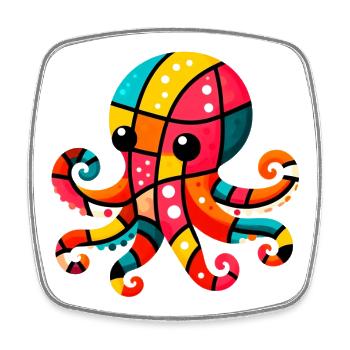 Octopus - Square fridge magnet - white - Front