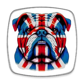 English Bulldog Dog - Square fridge magnet - white - Front