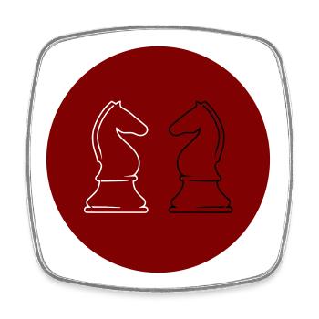 Échecs 2Springer - Magnet carré - blanc - Devant