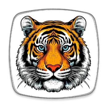 Tigre - Magnet carré - blanc - Devant