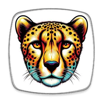 Cheetah - Square fridge magnet - white - Front