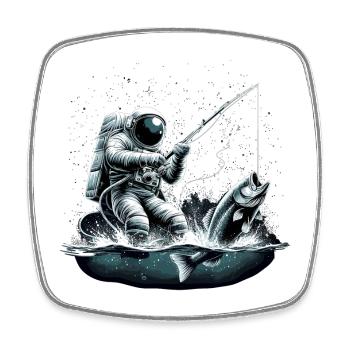 Astronaute Pêche Pêcheur Poisson Cadeau - Magnet carré - blanc - Devant