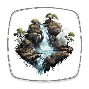 Waterfall 01 - Square fridge magnet - white - Front