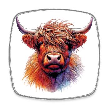 Vache écossaise des Highlands - Magnet carré - blanc - Devant