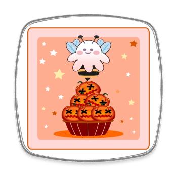 PUMPKIN CUPCAKE HALLOWEEN HONEY BEE - Square fridge magnet - white - Front