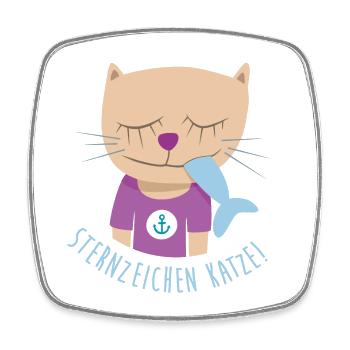 Katze SternzeichenTierliebe Fisch Anker - Viereckiger Kühlschrankmagnet - Weiß - Vorne