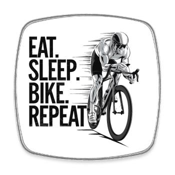 Fahrrad, Leidenschaft, Motivation, Essen, Schlafen - Viereckiger Kühlschrankmagnet - Weiß - Vorne