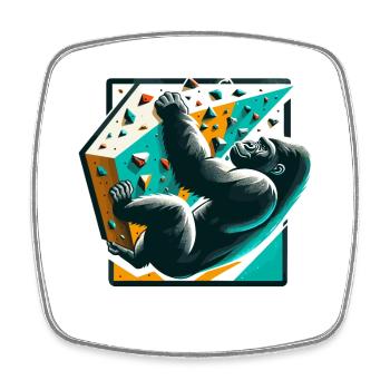Cadeau de gorille d’escalade de bloc - Magnet carré - blanc - Devant