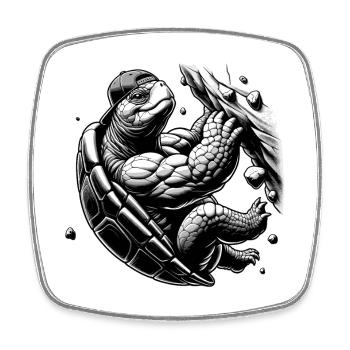 Bouldering Turtle Climbing Gift - Square fridge magnet - white - Front