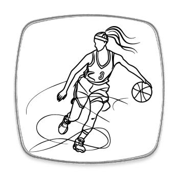 Female basketball player line art - Square fridge magnet - white - Front