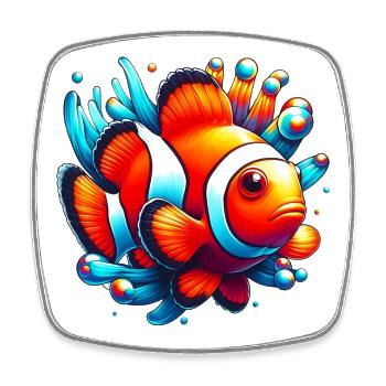 Clownfisch - Viereckiger Kühlschrankmagnet - Weiß - Vorne