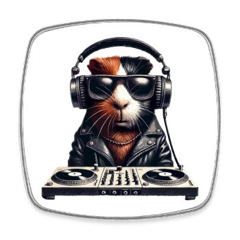 DJ - Meerschweinchen für Musik, Party & DJs - Viereckiger Kühlschrankmagnet - Weiß - Vorne