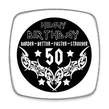 50.Geburtstag , 50 Jahre , Heavy Birthday 50 (25) - Viereckiger Kühlschrankmagnet - Weiß - Vorne