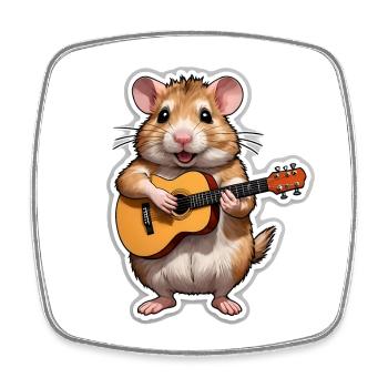 Hamster spielt Gitarre - Viereckiger Kühlschrankmagnet - Weiß - Vorne