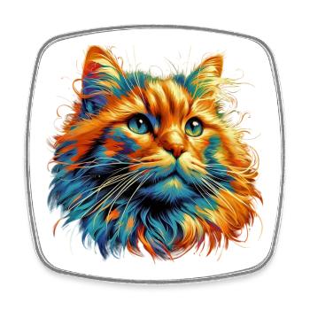 Chat - Magnet carré - blanc - Devant