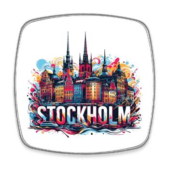 Stockholm Capital Sweden Gift - Square fridge magnet - white - Front