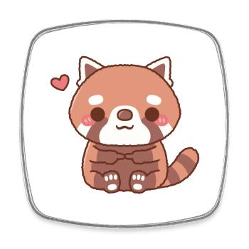Cute Shy Red Panda - Square fridge magnet - white - Front
