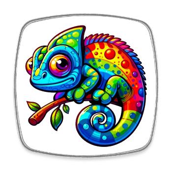 Caméléon - Magnet carré - blanc - Devant