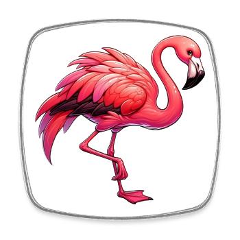 Flamingo - Viereckiger Kühlschrankmagnet - Weiß - Vorne