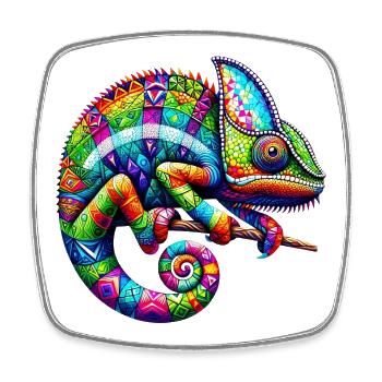 Chameleon - Square fridge magnet - white - Front