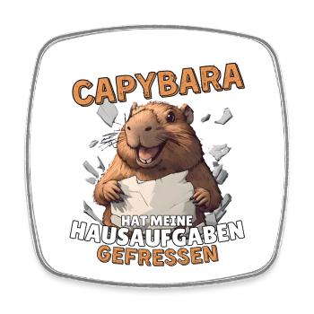 Mein Capy Capybara Hat Hausaufgaben Gefressen - Viereckiger Kühlschrankmagnet - Weiß - Vorne