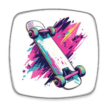 Skateboard Skater Skateboarden 90s 80s Retro - Viereckiger Kühlschrankmagnet - Weiß - Vorne