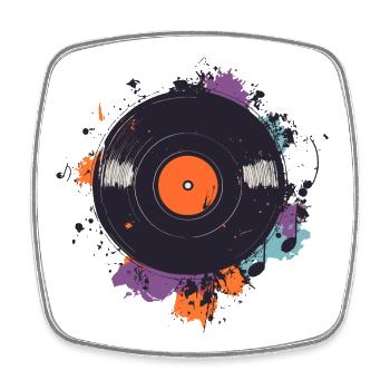 90s Vinyl Record Music Retro 80s Vintage - Square fridge magnet - white - Front