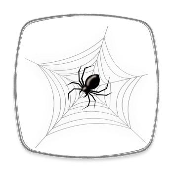 Effrayante Araignée d’Halloween dans sa toile - Magnet carré - blanc - Devant