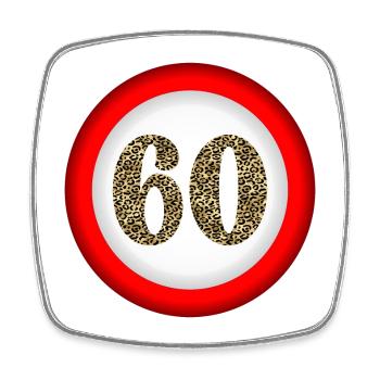 60e anniversaire - NUMÉRO 60 ATTENTION - Magnet carré - blanc - Devant