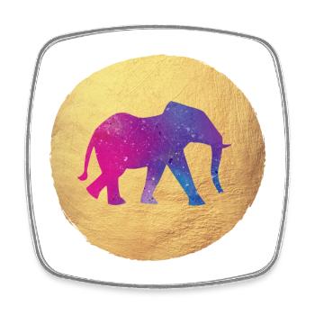 Yoga Yogi Holi Inde Cercle d’Or Eléphant méditer - Magnet carré - blanc - Devant