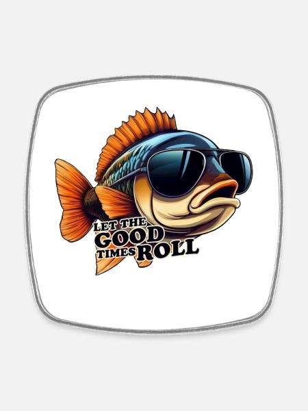Poisson Let the good times roll - Square fridge magnet - white