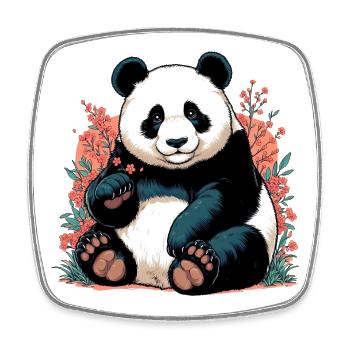 Panda - Viereckiger Kühlschrankmagnet - Weiß - Vorne
