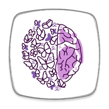 Papillons cérébraux Purple Epilepsy Awareness - Magnet carré - blanc - Devant