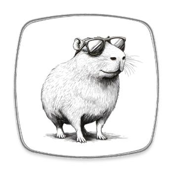 Capybara Rodent with Sunglasses Animal Gift - Square fridge magnet - white - Front