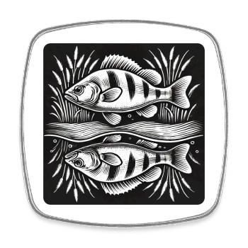 Perch fish angel design - Square fridge magnet - white - Front